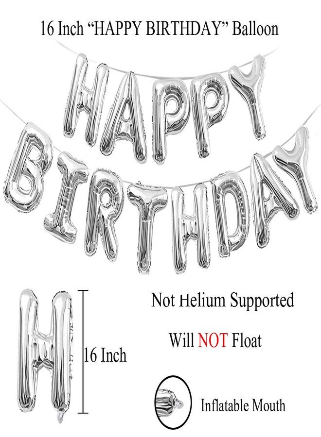 AMFIN Happy Birthday Plastic Balloon, Silver - Image 3